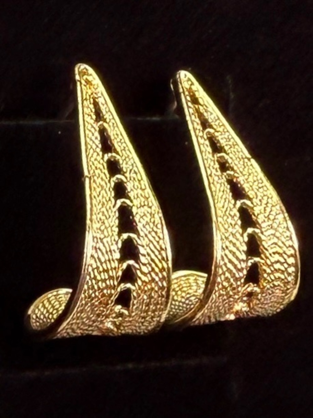 Vintage Aged Goldtone Textured Pierced Earrings